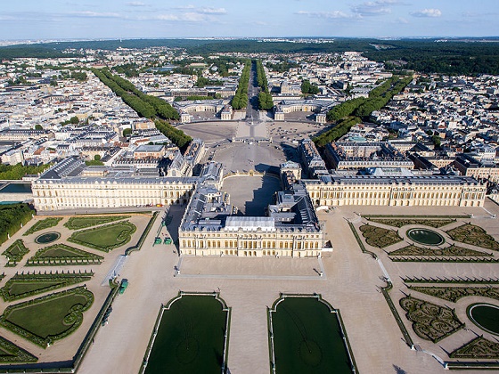 Vista aérea del Palacio de Versalles en la actualidad
