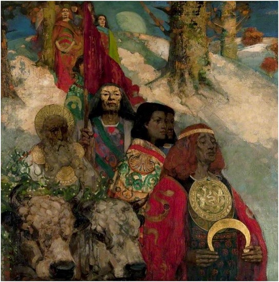 The Druids 1887, de George Henry, muestra uno de los rituales druidas, la obtención del muérdago